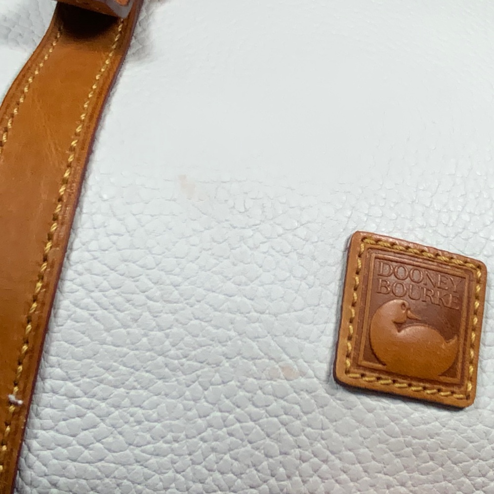 Dooney & Bourke Cream and Tan Domed Leather Satchel - Picture 8 of 16